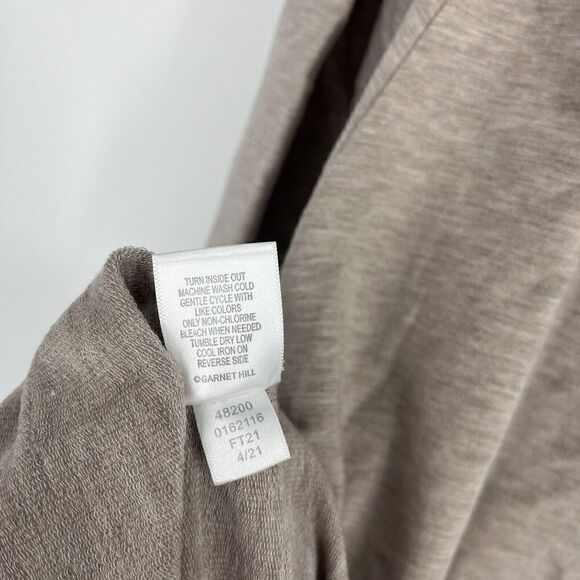 Garnet Hill Shirt Size XS Women Beige Pop Over Knit Asymmetric Tunic Top V Neck - Picture 7 of 7